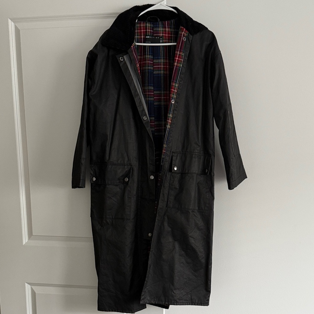 Black Woman’s Coat ASOS with Plaid Lining